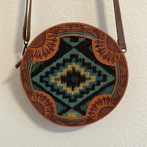 Myra Tooled Leather Circle Purse